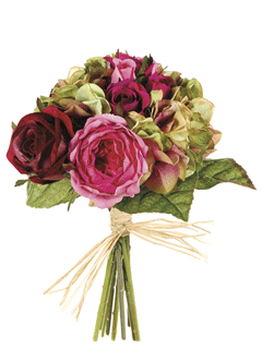 FBQ685-RO-GR 10.5 in. Rose-Hydrangea Bouquet Rose-Green- Pack of 6